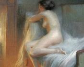 德尔菲恩 恩霍拉斯 : A Nude Reclining By The Fire